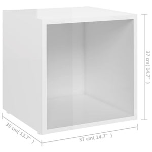 Έπιπλα Τηλεόρασης 2 τεμ. Γυαλ. Λευκά 37x35x37 εκ. Επεξ. Ξύλο