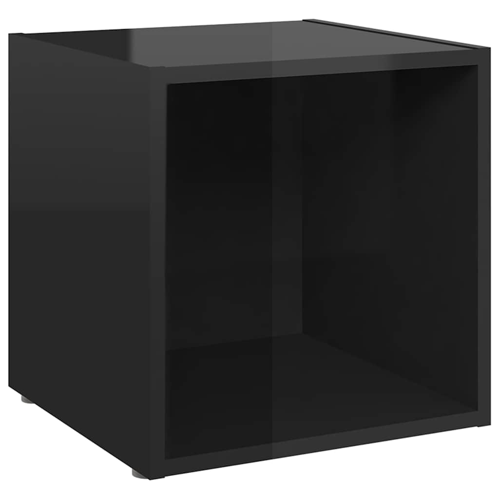 Έπιπλα Τηλεόρασης 2 τεμ. Γυαλ. Μαύρα 37x35x37 εκ. Επεξ. Ξύλο