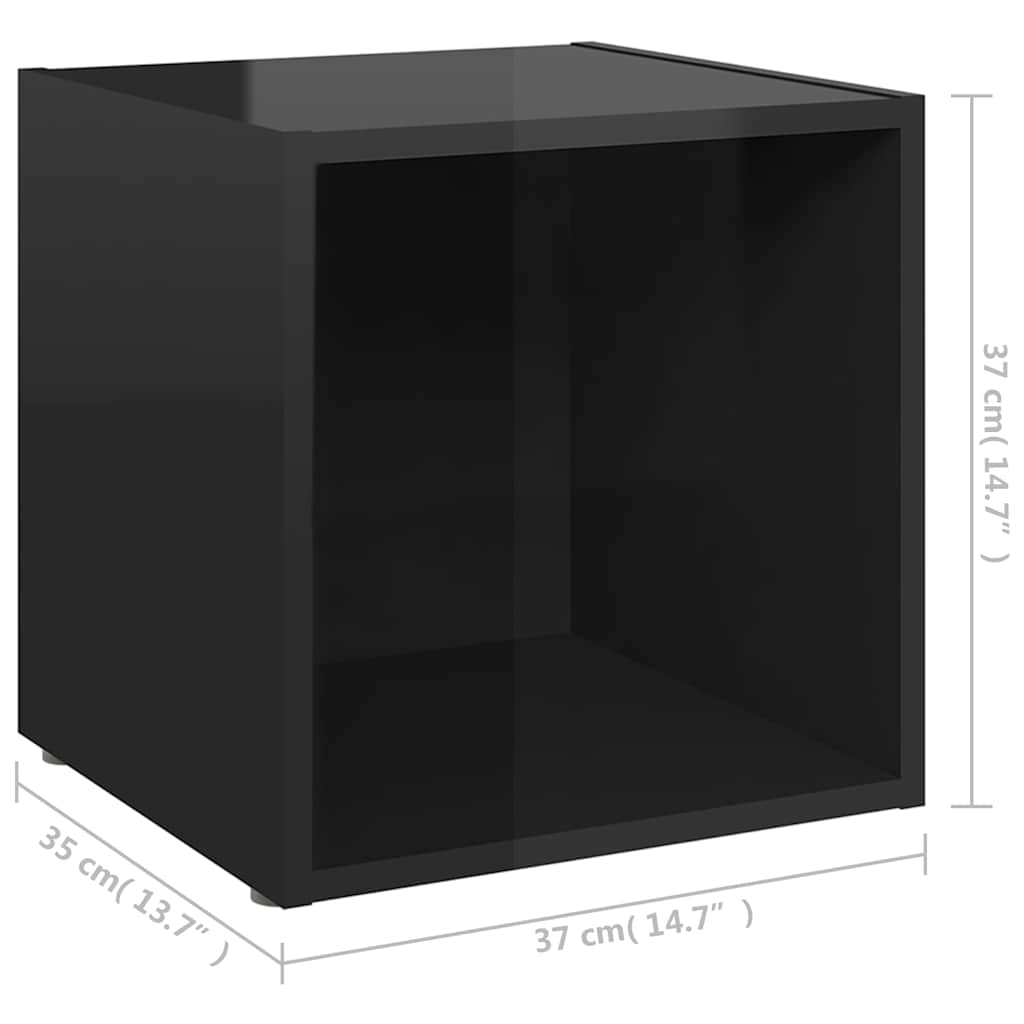 Έπιπλα Τηλεόρασης 2 τεμ. Γυαλ. Μαύρα 37x35x37 εκ. Επεξ. Ξύλο