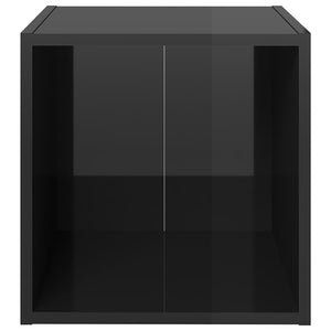 Έπιπλα Τηλεόρασης 4 τεμ. Γυαλ. Μαύρα 37x35x37 εκ. Επεξ. Ξύλο