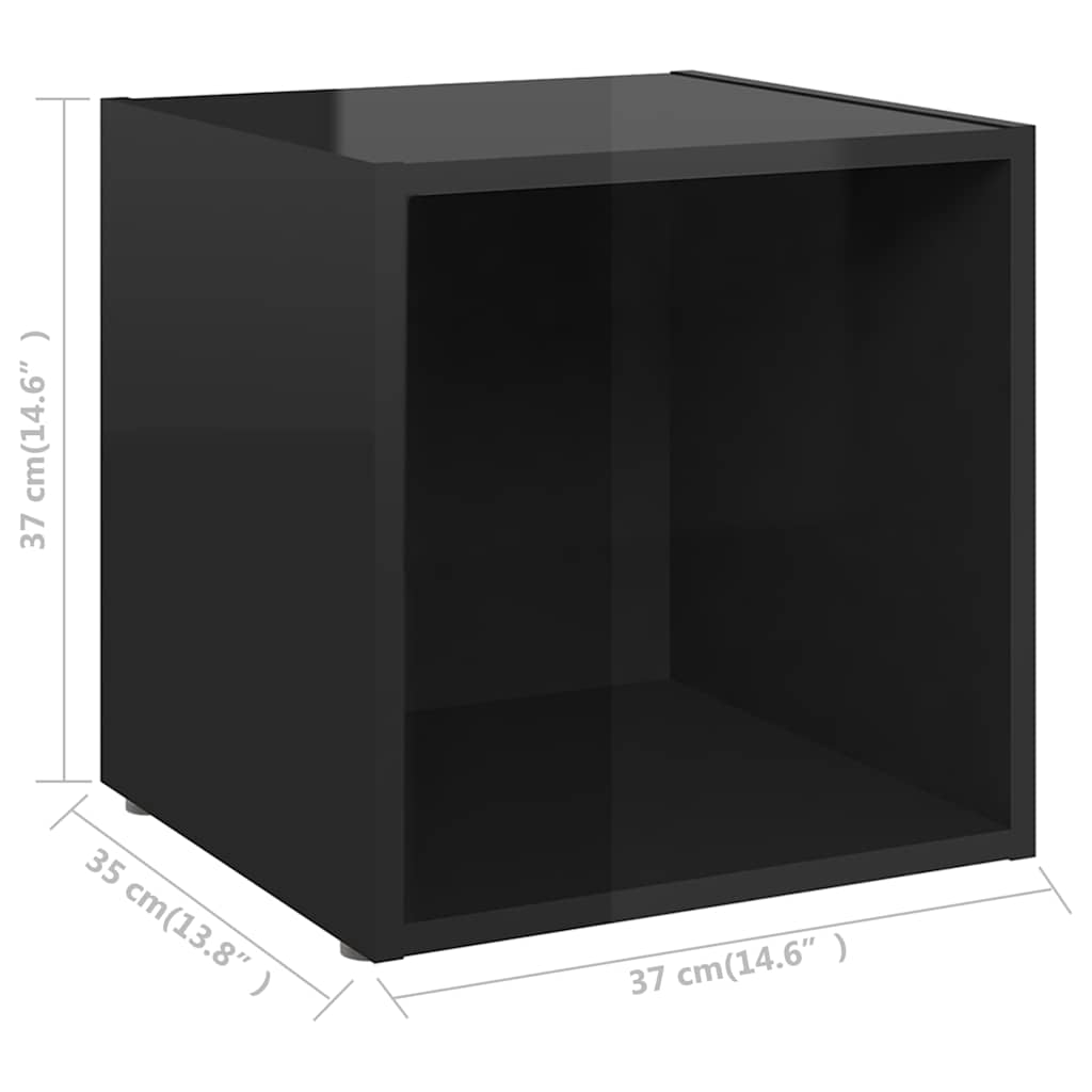 Έπιπλα Τηλεόρασης 4 τεμ. Γυαλ. Μαύρα 37x35x37 εκ. Επεξ. Ξύλο