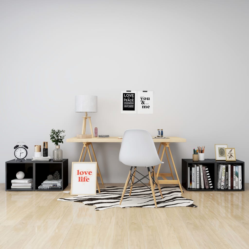 Έπιπλα Τηλεόρασης 4 τεμ. Γυαλ. Γκρι 37x35x37 εκ. Επεξ. Ξύλο