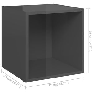 Έπιπλα Τηλεόρασης 4 τεμ. Γυαλ. Γκρι 37x35x37 εκ. Επεξ. Ξύλο
