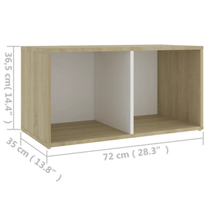 Έπιπλο Τηλεόρασης Λευκό/Sonoma Δρυς 72x35x36,5 εκ. Επεξ. Ξύλο