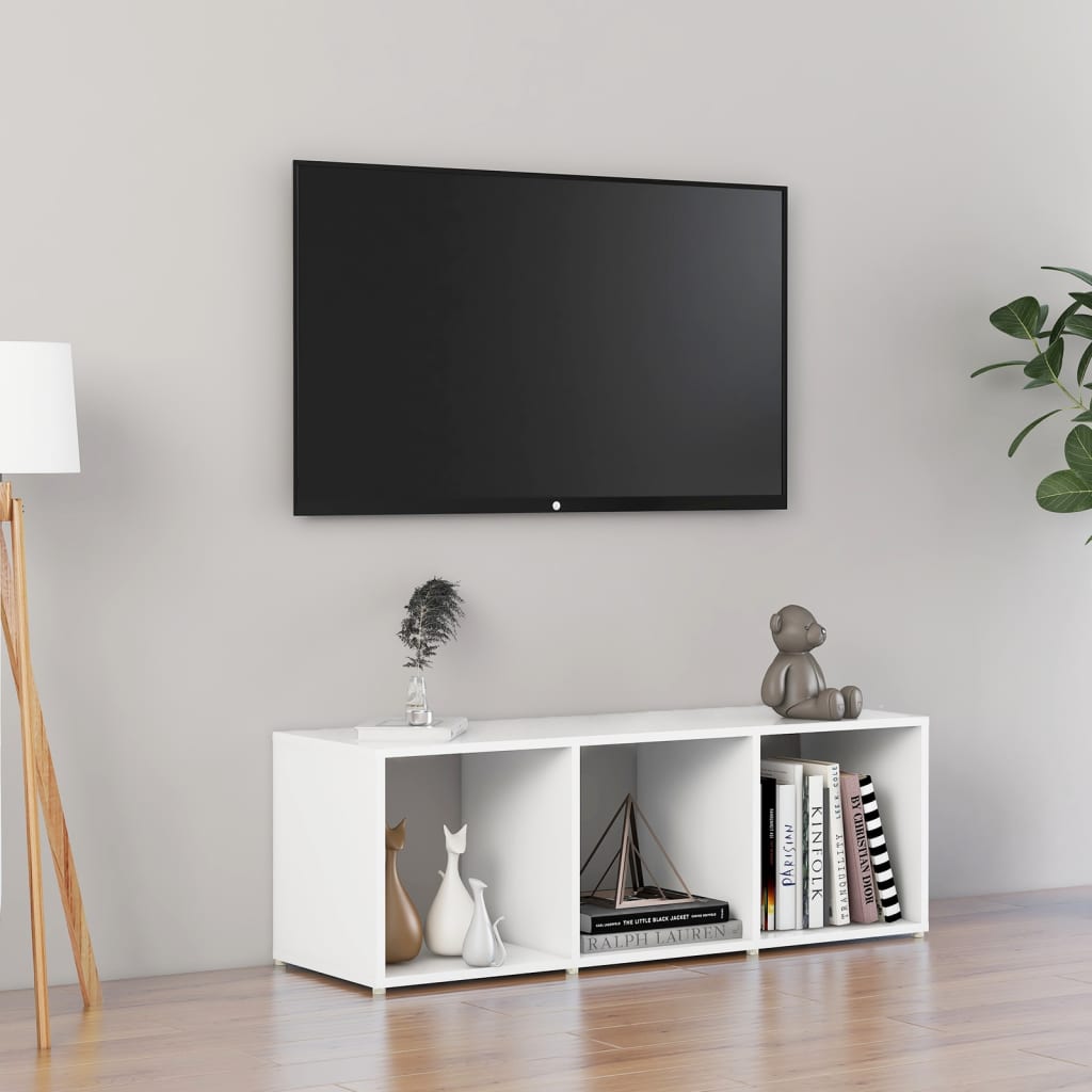 Έπιπλο Τηλεόρασης Λευκό 107 x 35 x 37 εκ. Μοριοσανίδα - Pakobazaar