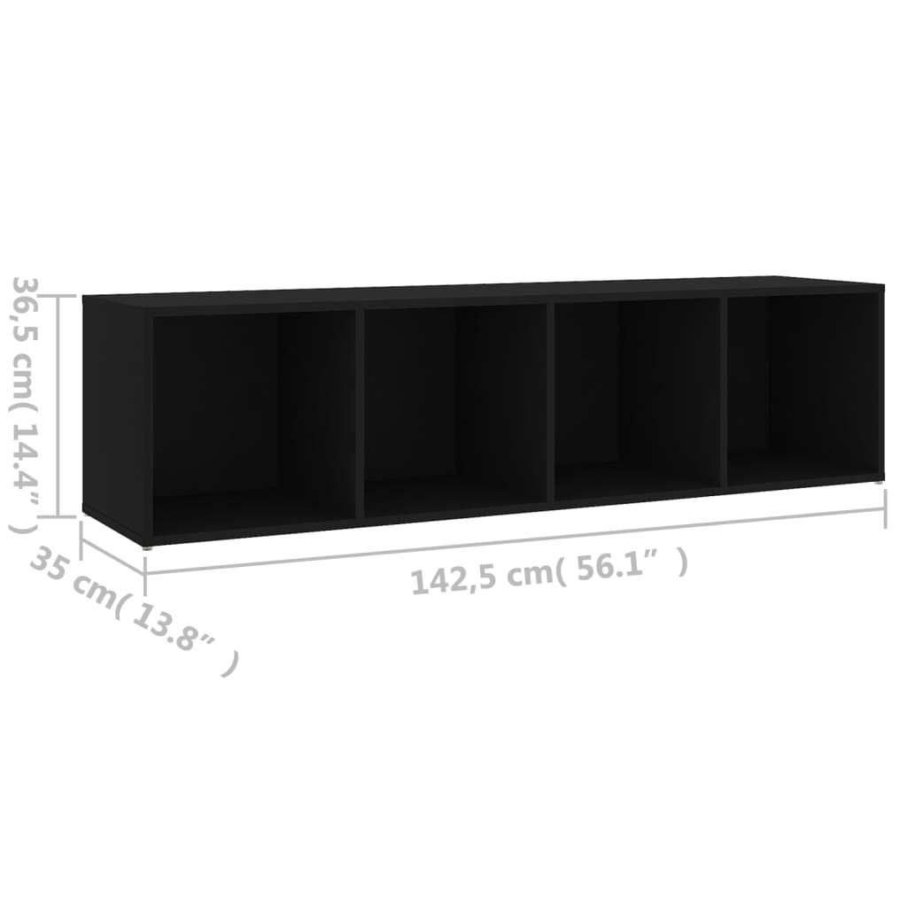Έπιπλο Τηλεόρασης Μαύρο 142,5 x 35 x 36,5 εκ από Μοριοσανίδα