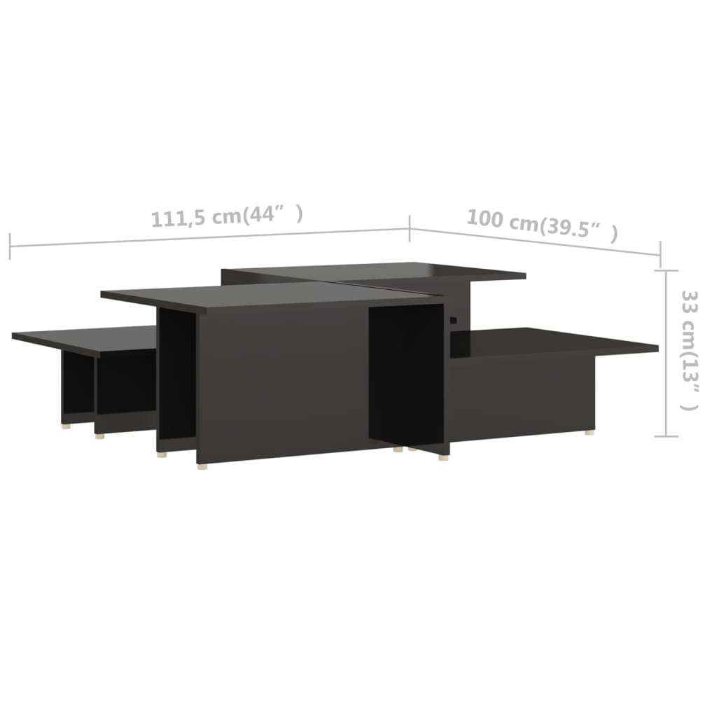 Τραπεζάκια Σαλονιού 2 τεμ Γυαλ. Μαύρο 111,5x50x33 εκ Επεξ. Ξύλο