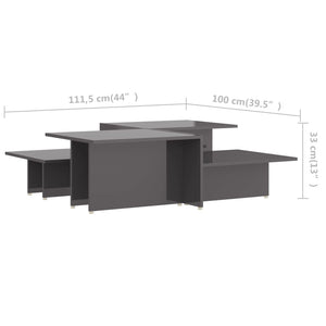 Τραπεζάκια Σαλονιού 2 τεμ Γυαλ. Γκρι 111,5x50x33 εκ Επεξ. Ξύλο - Pakobazaar