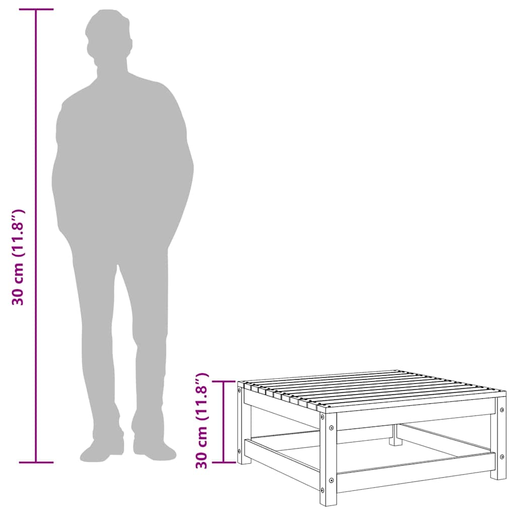 Υποπόδιο Κήπου 70 x 70 x 30 εκ. από Μασίφ Ξύλο Πεύκου Γκρι - Pakobazaar