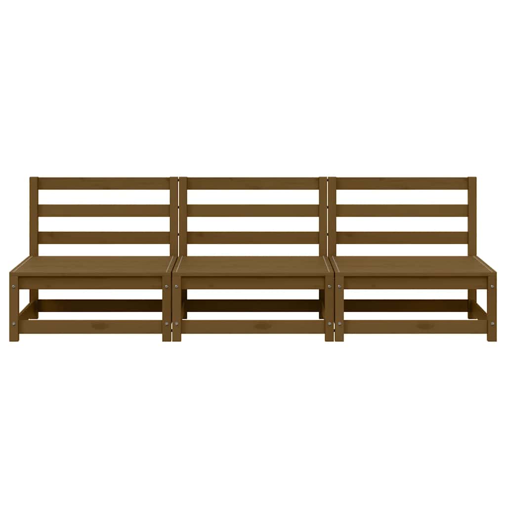 Καναπέδες Κήπου Μεσαίοι 3 τεμ. Καφέ Μελί από Μασίφ Ξύλο Πεύκου - Pakobazaar