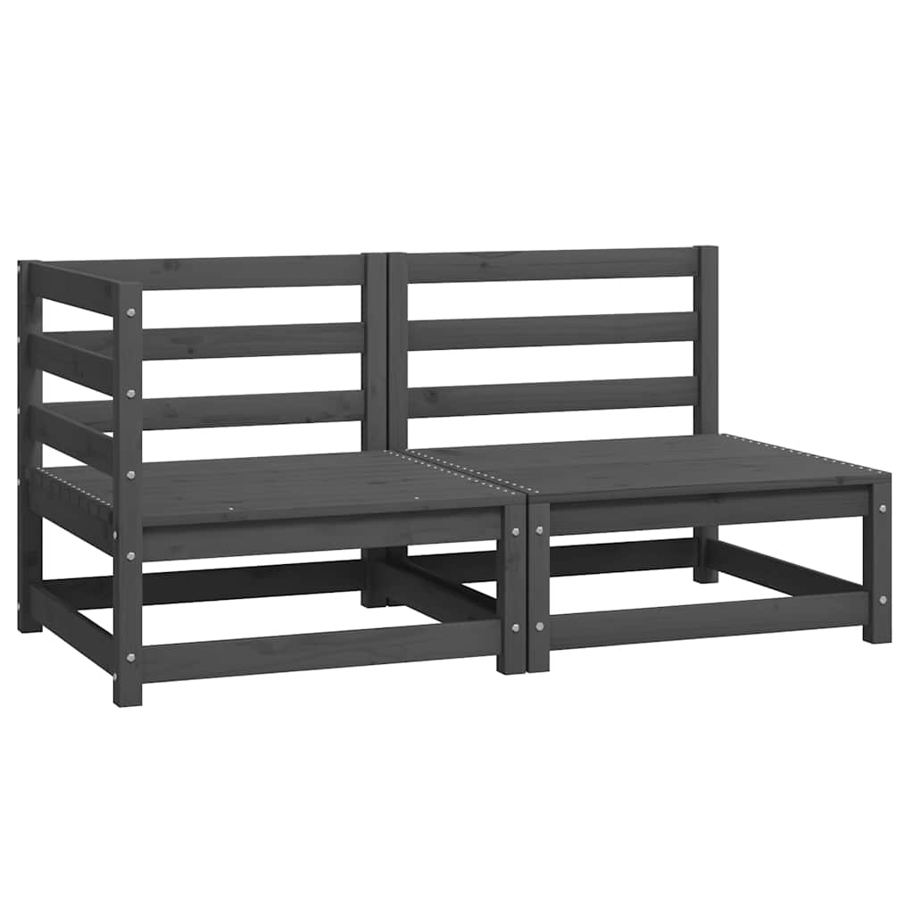 Σαλόνι Κήπου Γκρι Σετ 2 Τεμαχίων από Μασίφ Ξύλο Πεύκου - Pakobazaar