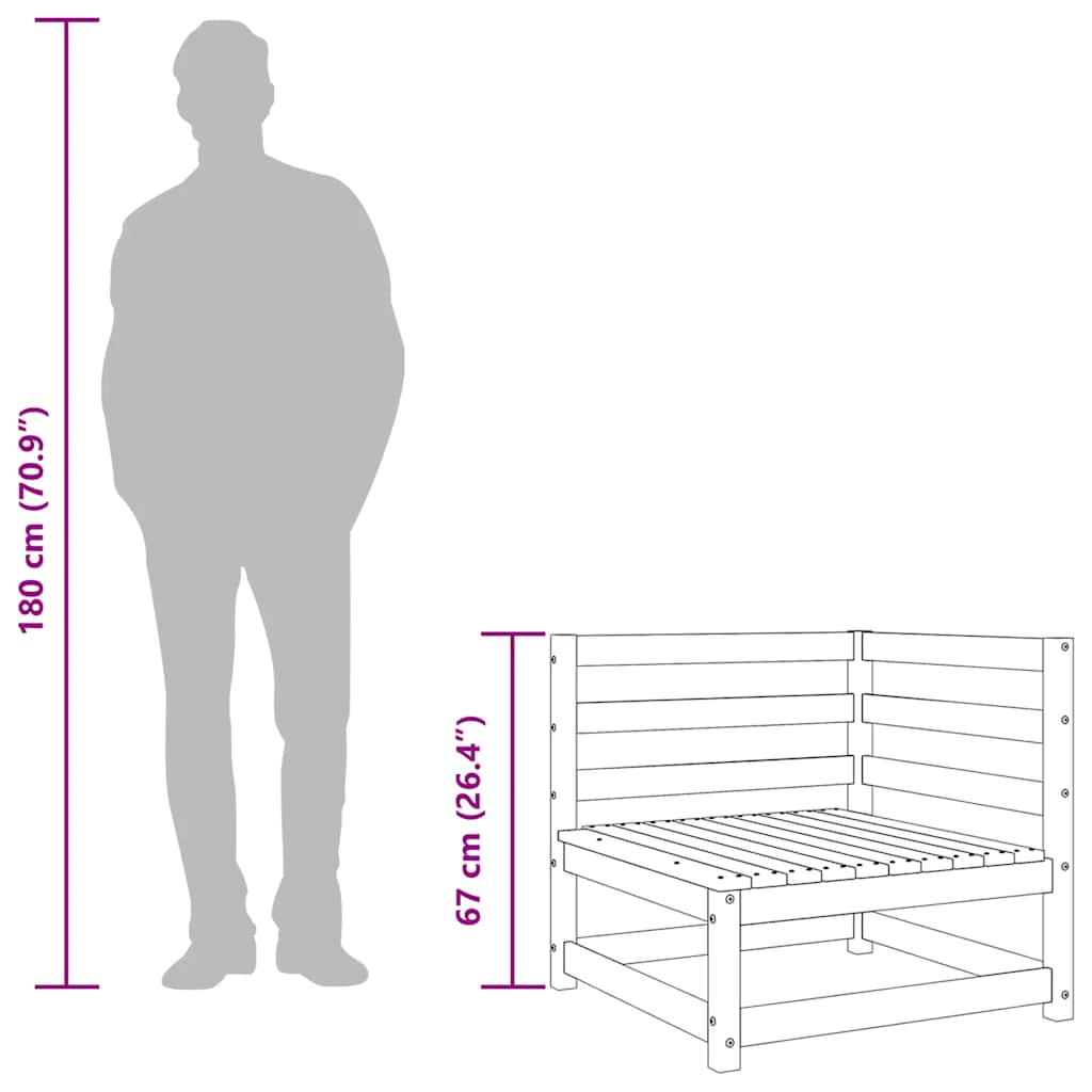 Σαλόνι Κήπου Γκρι Σετ 2 Τεμαχίων από Μασίφ Ξύλο Πεύκου - Pakobazaar