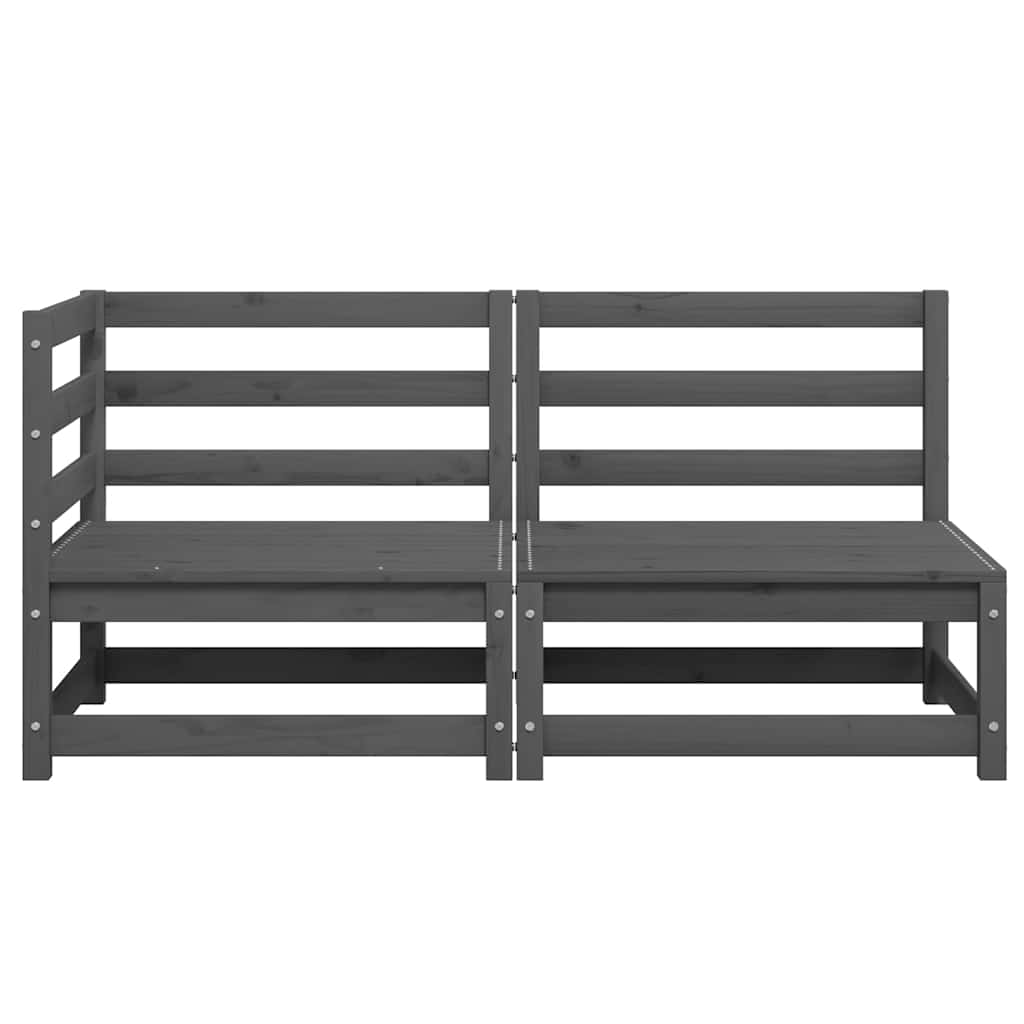 Σαλόνι Κήπου Γκρι Σετ 2 Τεμαχίων από Μασίφ Ξύλο Πεύκου - Pakobazaar