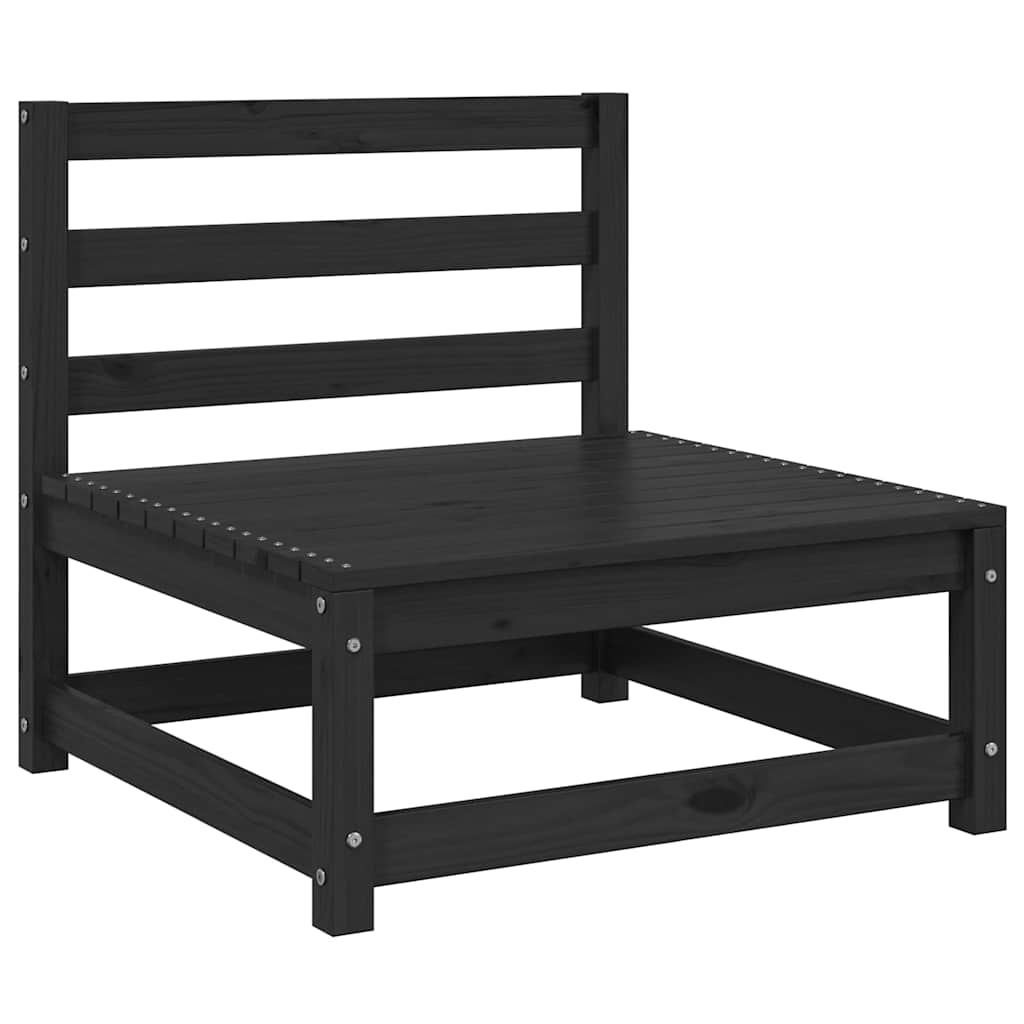 Σαλόνι Κήπου Σετ 3 Τεμαχίων Μαύρο από Μασίφ Ξύλο Πεύκου - Pakobazaar