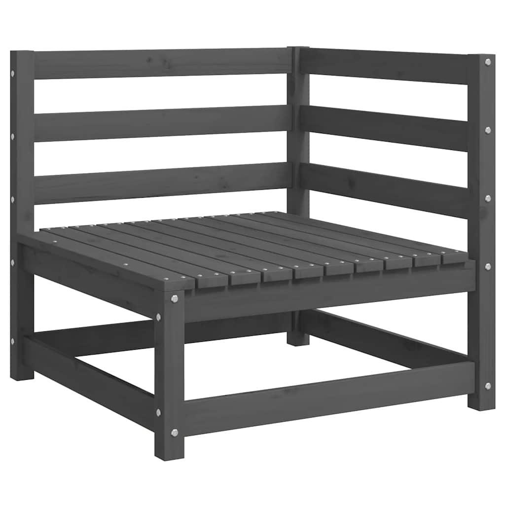 Καναπές Κήπου Γωνιακός Ξύλο Πεύκου με Ανθρακί Μαξιλάρια - Pakobazaar