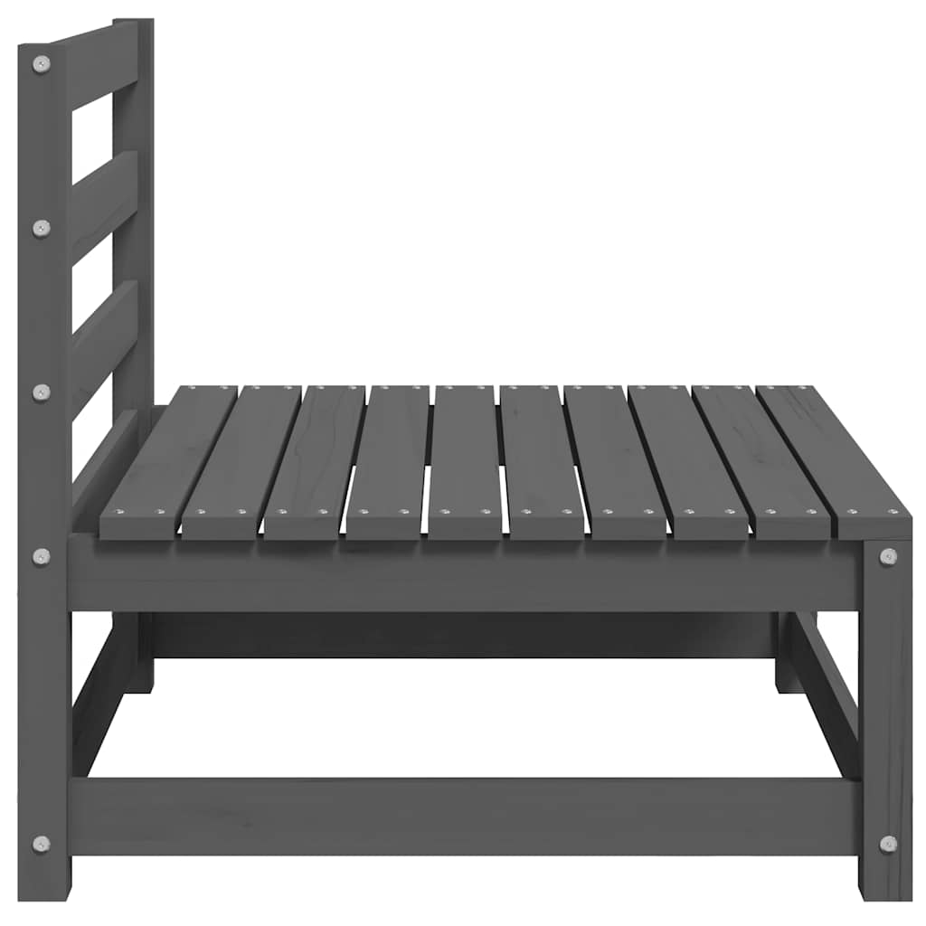 Καναπές Κήπου Μεσαίος Γκρι Ξύλο Πεύκου με Ανθρακί Μαξιλάρια - Pakobazaar