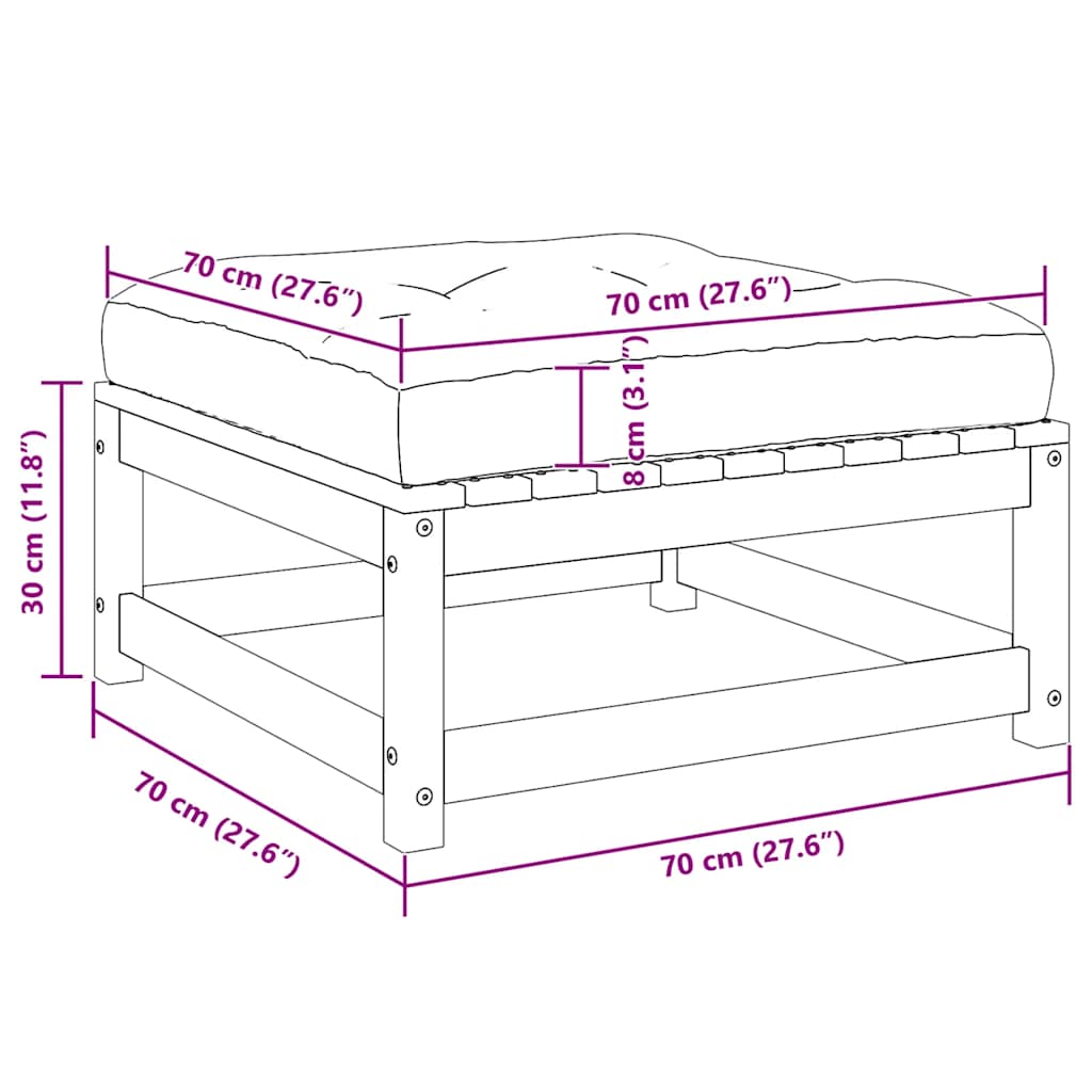Υποπόδιο Κήπου Μασίφ Ξύλο Πεύκου με Μαξιλάρια - Pakobazaar
