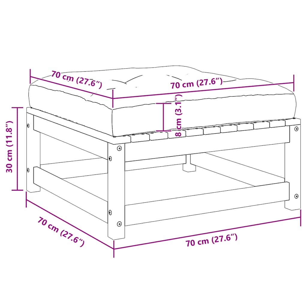 Υποπόδιο Κήπου Λευκό από Μασίφ Ξύλο Πεύκου με Μαξιλάρι - Pakobazaar