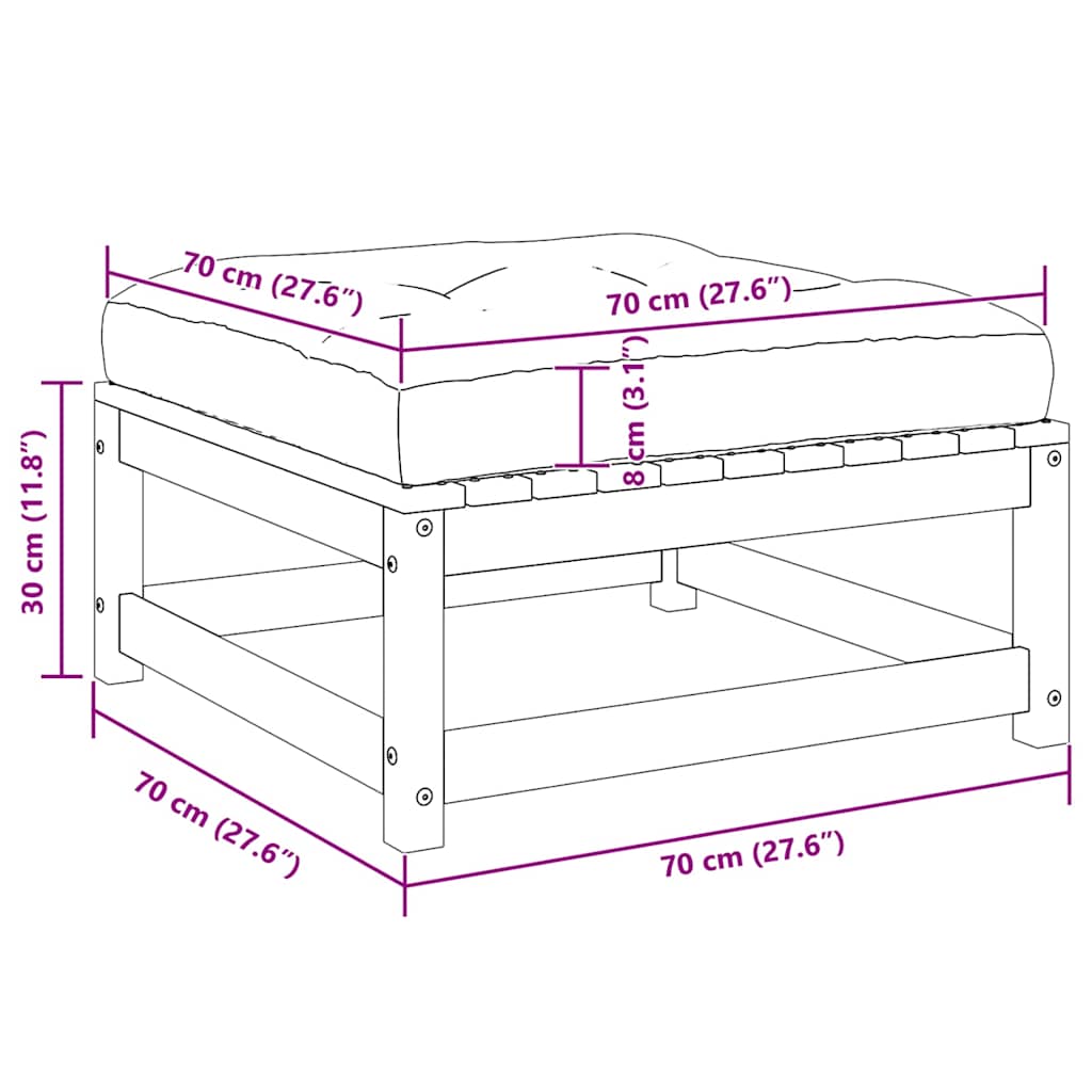 Υποπόδιο Κήπου Γκρι από Μασίφ Ξύλο Πεύκου με Μαξιλάρι - Pakobazaar