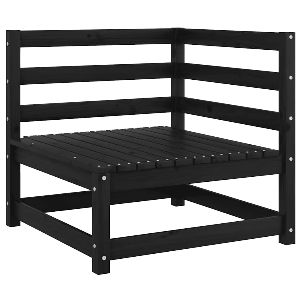 Καναπές Κήπου Διθέσιος Μαύρος Μασίφ Ξύλο Πεύκου με Μαξιλάρια - Pakobazaar