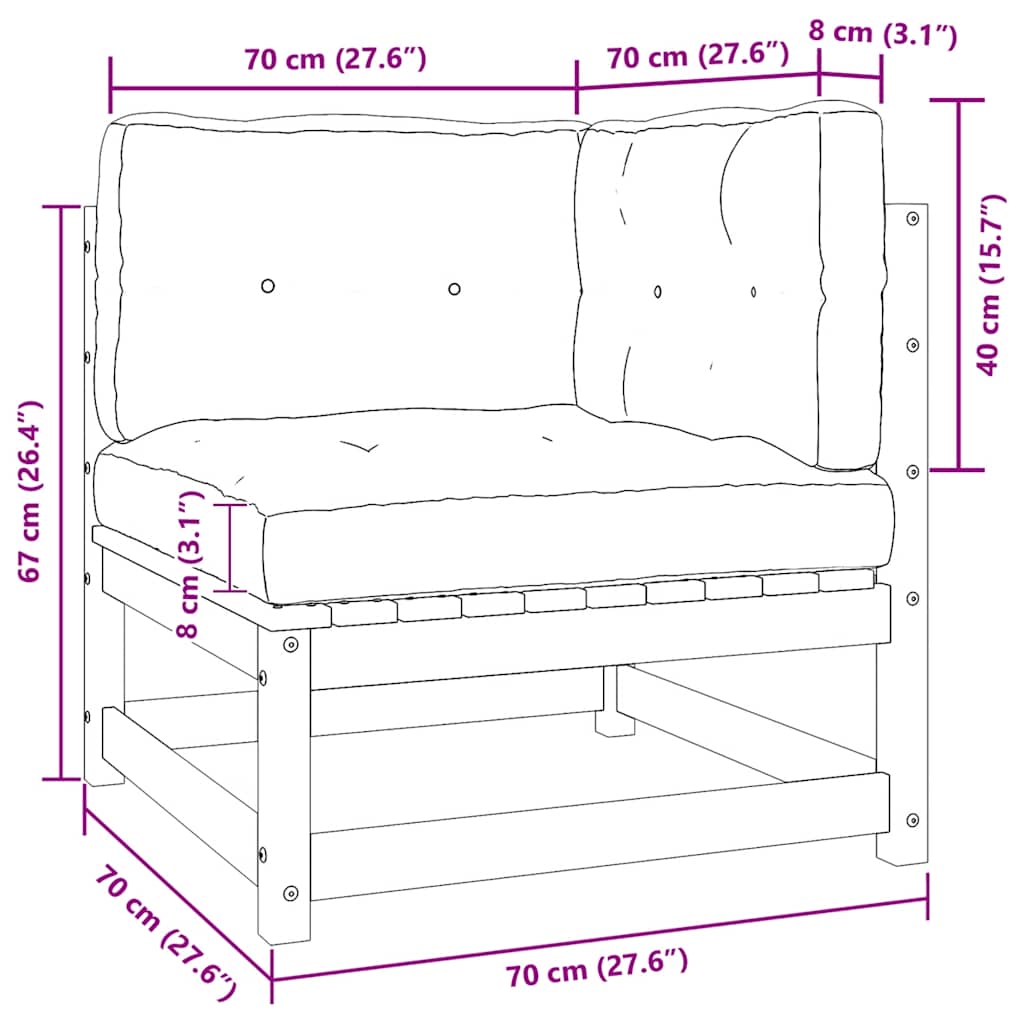 Σαλόνι Κήπου 2 τεμ. Λευκό από Μασίφ Ξύλο Πεύκου με Μαξιλάρια - Pakobazaar