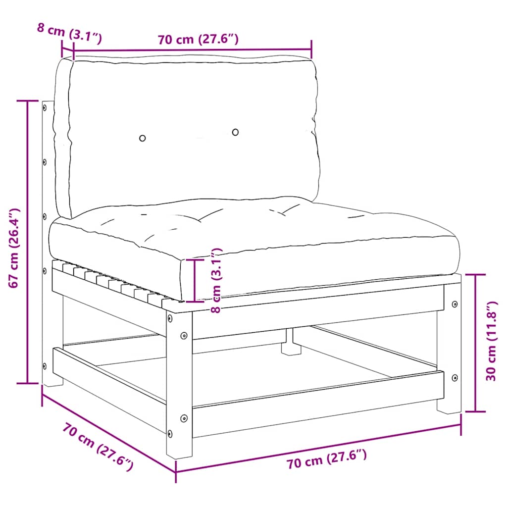 Σαλόνι Κήπου 2 τεμ. Λευκό από Μασίφ Ξύλο Πεύκου με Μαξιλάρια - Pakobazaar