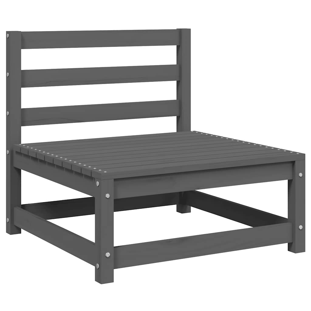 Σαλόνι Κήπου Σετ 2 Τεμαχίων Γκρι Μασίφ Ξύλο Πεύκου & Μαξιλάρια - Pakobazaar