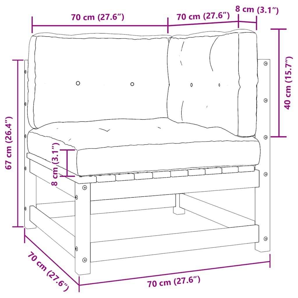 Σαλόνι Κήπου Σετ 2 Τεμαχίων Γκρι Μασίφ Ξύλο Πεύκου & Μαξιλάρια - Pakobazaar