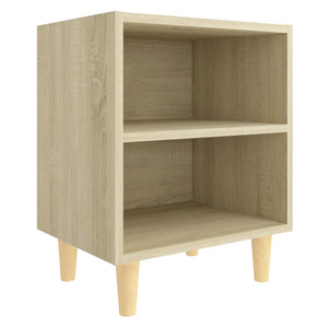 Κομοδίνα 2 τεμ. Sonoma Δρυς 40x30x50εκ. & Μασίφ Ξύλινα Πόδια - Pakobazaar
