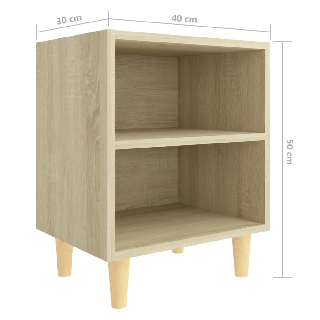 Κομοδίνα 2 τεμ. Sonoma Δρυς 40x30x50εκ. & Μασίφ Ξύλινα Πόδια - Pakobazaar