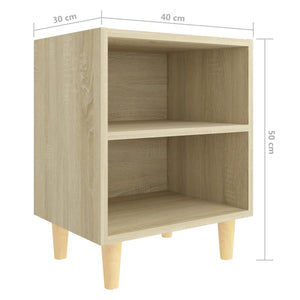 Κομοδίνα 2 τεμ. Sonoma Δρυς 40x30x50εκ. & Μασίφ Ξύλινα Πόδια - Pakobazaar