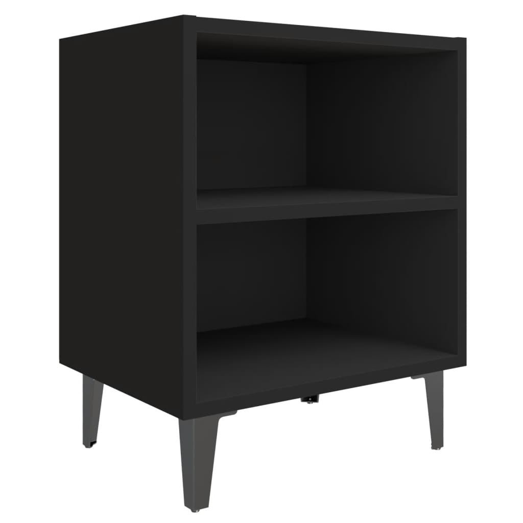 Κομοδίνo Μαύρo 40 x 30 x 50 εκ. με Μεταλλικά Πόδια - Pakobazaar
