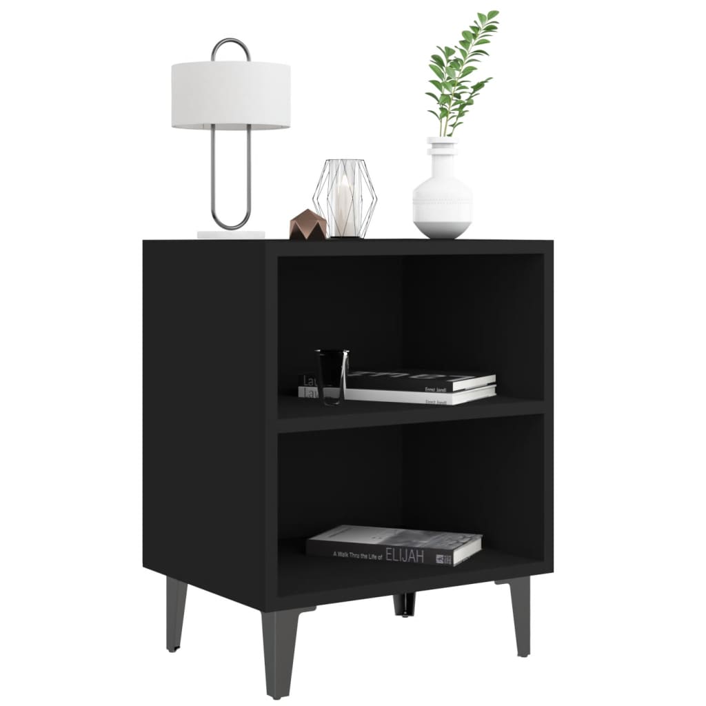 Κομοδίνo Μαύρo 40 x 30 x 50 εκ. με Μεταλλικά Πόδια - Pakobazaar