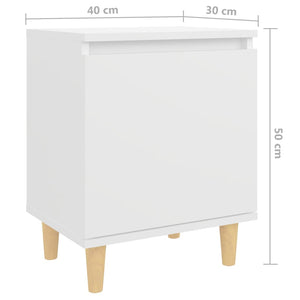 Κομοδίνo Λευκό 40 x 30 x 50 εκ. με Μασίφ Ξύλινα Πόδια - Pakobazaar