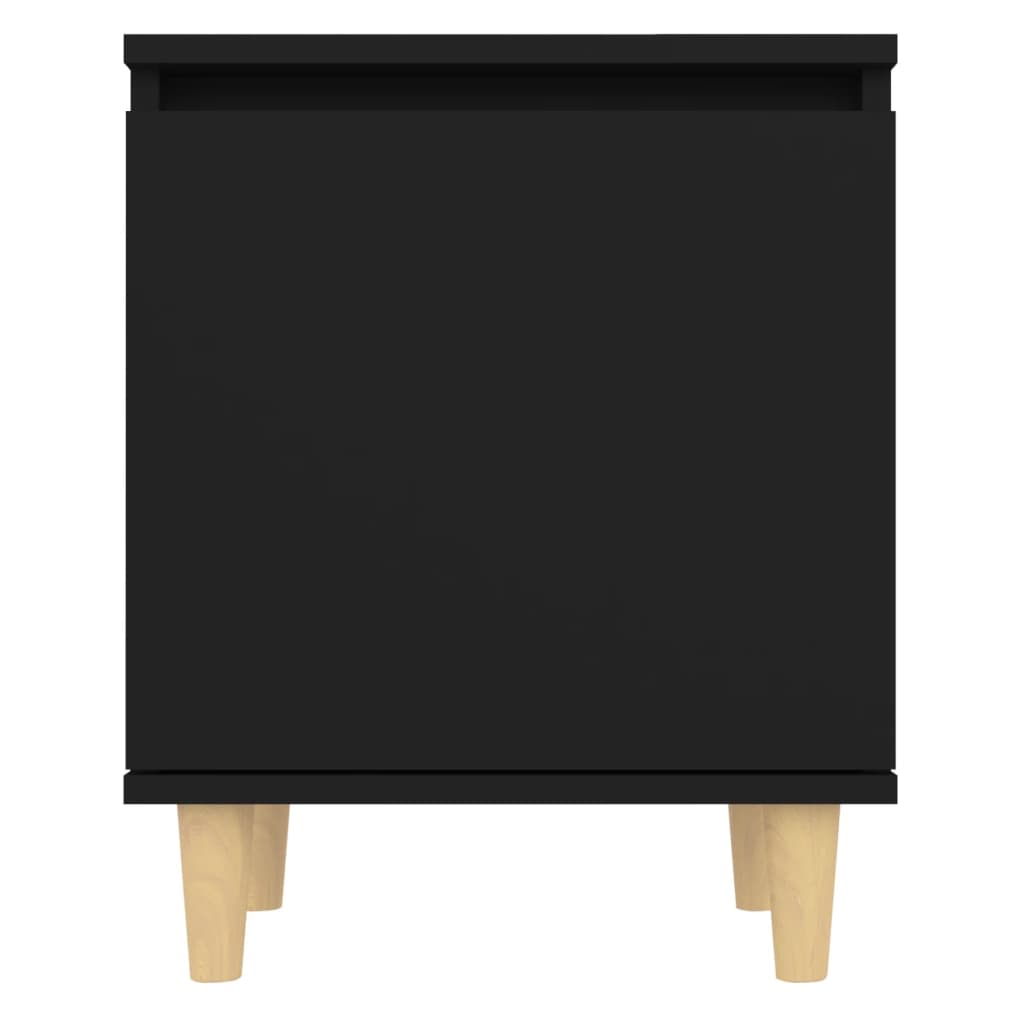 Κομοδίνo Μαύρο 40 x 30 x 50 εκ. με Μασίφ Ξύλινα Πόδια