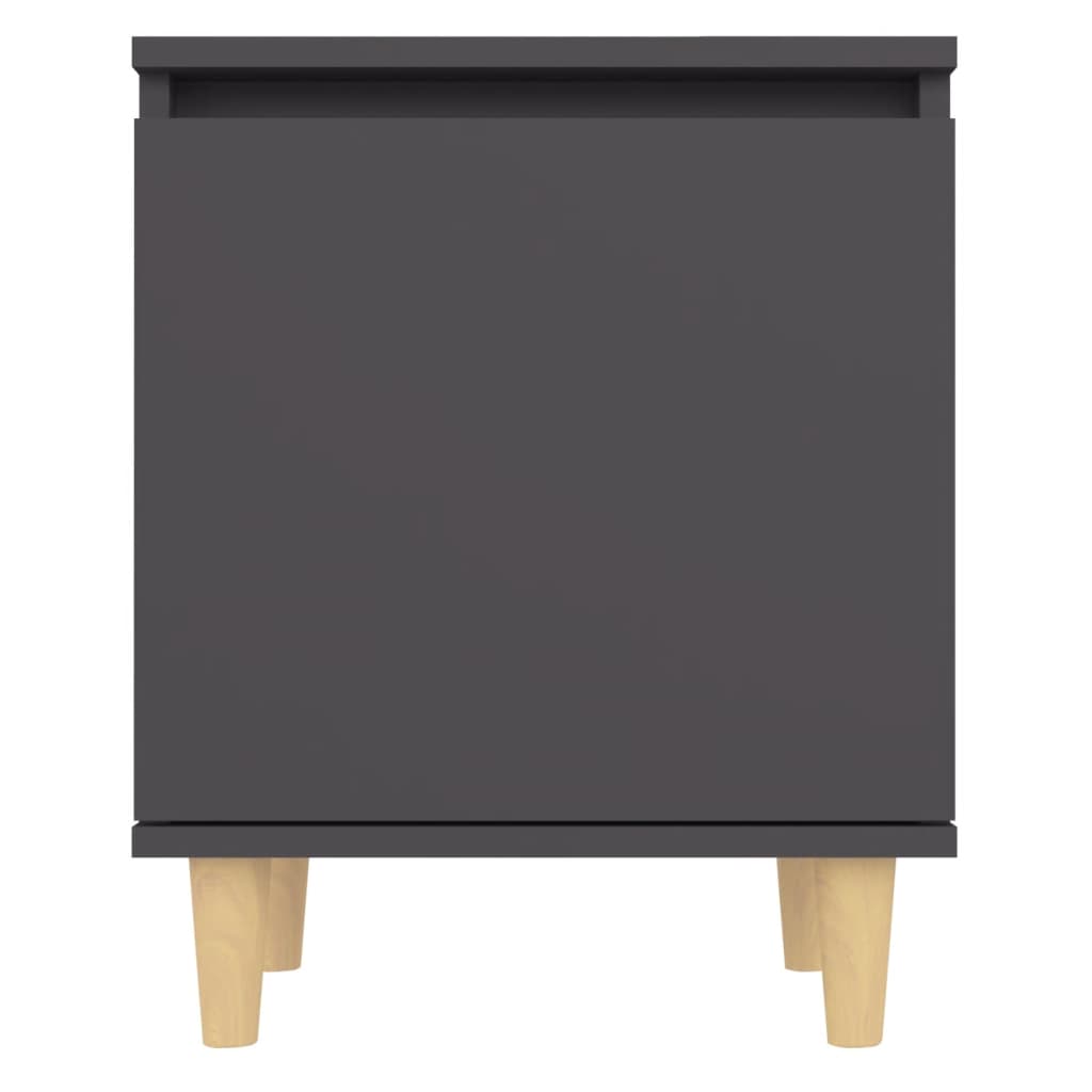 Κομοδίνο Γκρι 40 x 30 x 50 εκ. Μασίφ Ξύλινα Πόδια
