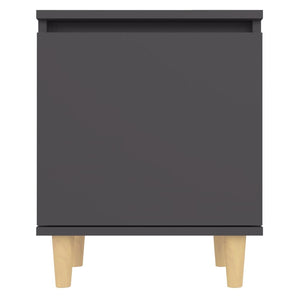Κομοδίνο Γκρι 40 x 30 x 50 εκ. Μασίφ Ξύλινα Πόδια
