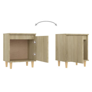 Κομοδίνα 2 τεμ. Sonoma Δρυς 40x30x50εκ. & Πόδια από Μασίφ Ξύλο - Pakobazaar