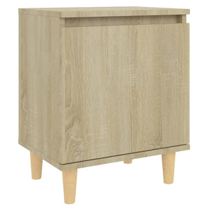 Κομοδίνα 2 τεμ. Sonoma Δρυς 40x30x50εκ. & Πόδια από Μασίφ Ξύλο - Pakobazaar