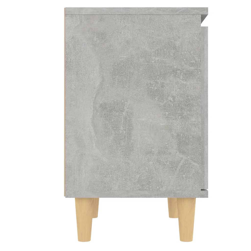Κομοδίνο Γκρι Σκυροδέματος 40 x 30 x 50 εκ. Μασίφ Ξύλινα Πόδια