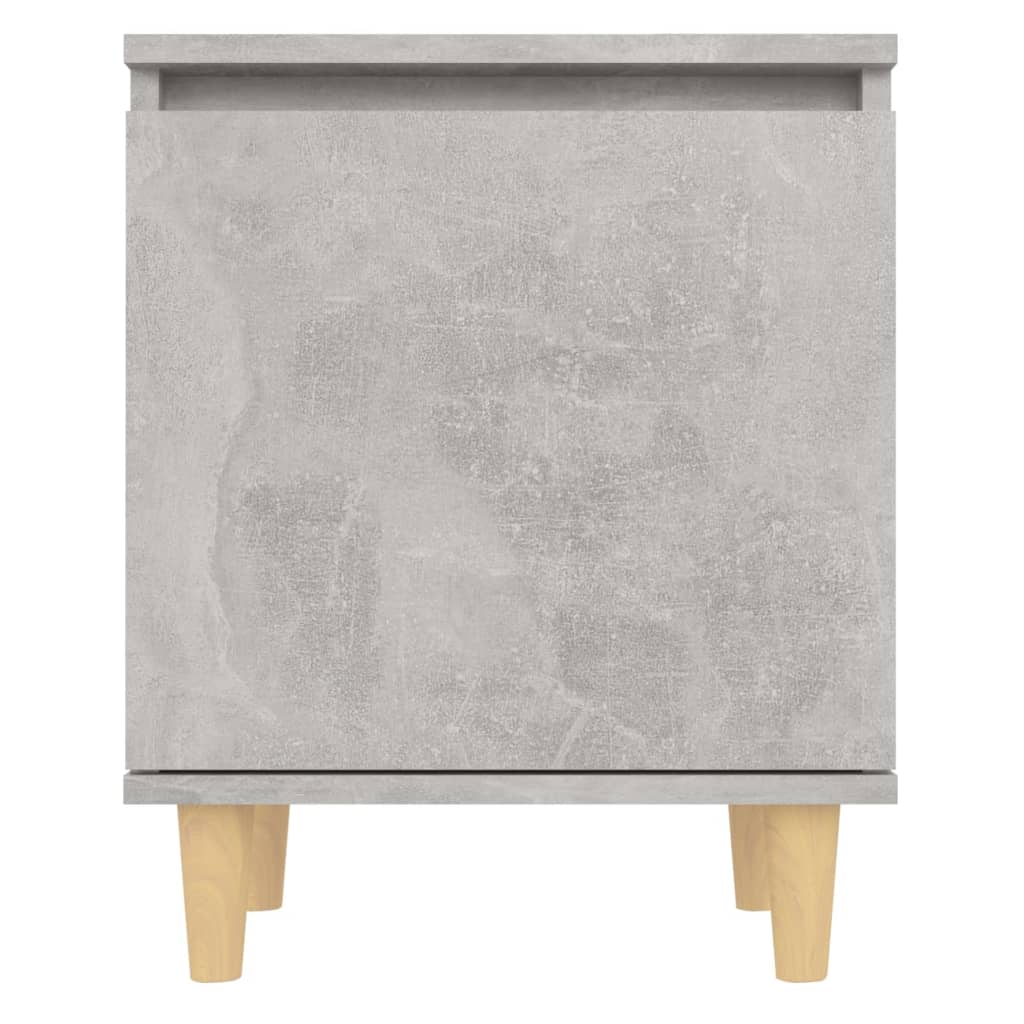 Κομοδίνα 2 τεμ. Γκρι Σκυροδέμ. 40x30x50 εκ. Μασίφ Ξύλινα Πόδια - Pakobazaar