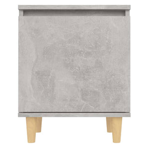 Κομοδίνα 2 τεμ. Γκρι Σκυροδέμ. 40x30x50 εκ. Μασίφ Ξύλινα Πόδια - Pakobazaar