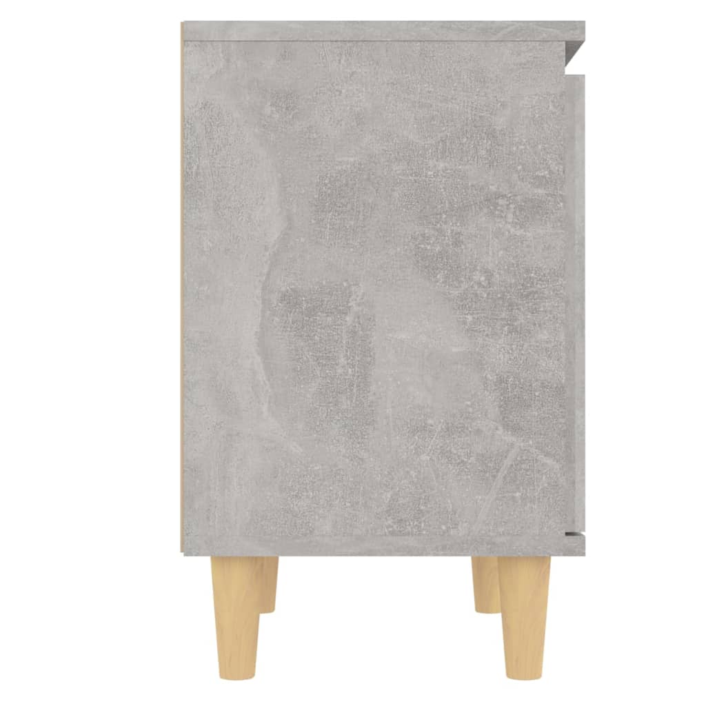 Κομοδίνα 2 τεμ. Γκρι Σκυροδέμ. 40x30x50 εκ. Μασίφ Ξύλινα Πόδια - Pakobazaar