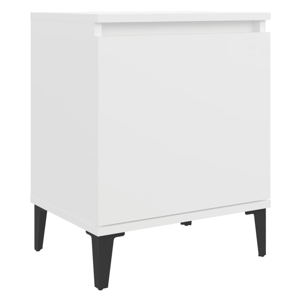 Κομοδίνα Λευκά 40 x 30 x 50 εκ. με Μεταλλικά Πόδια - Pakobazaar