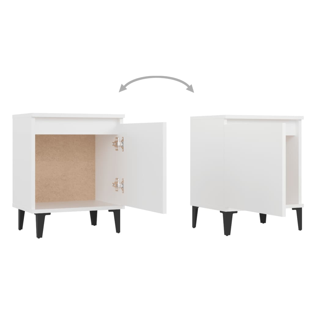 Κομοδίνα Λευκά 40 x 30 x 50 εκ. με Μεταλλικά Πόδια - Pakobazaar
