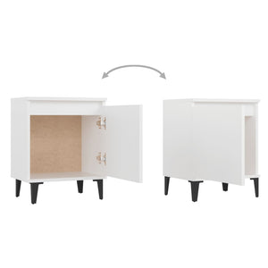 Κομοδίνα Λευκά 40 x 30 x 50 εκ. με Μεταλλικά Πόδια - Pakobazaar