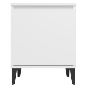 Κομοδίνα Λευκά 40 x 30 x 50 εκ. με Μεταλλικά Πόδια - Pakobazaar