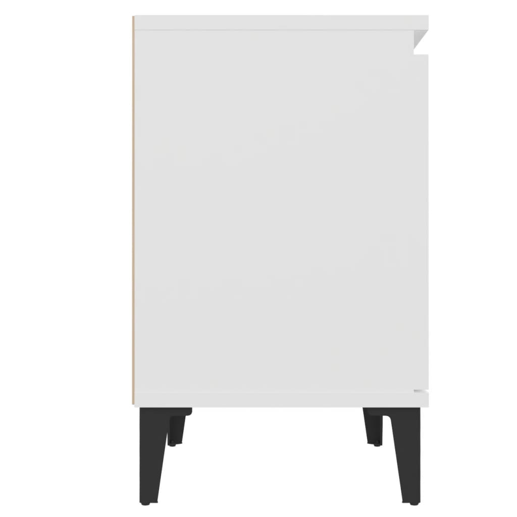 Κομοδίνα Λευκά 40 x 30 x 50 εκ. με Μεταλλικά Πόδια - Pakobazaar
