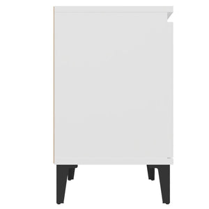 Κομοδίνα Λευκά 40 x 30 x 50 εκ. με Μεταλλικά Πόδια - Pakobazaar