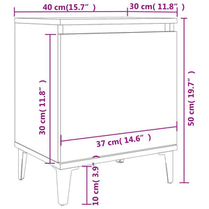 Κομοδίνα Λευκά 40 x 30 x 50 εκ. με Μεταλλικά Πόδια - Pakobazaar